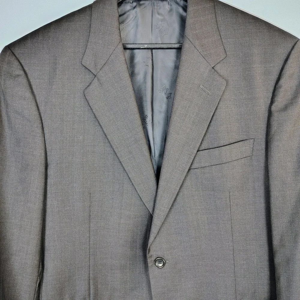 Jos A Bank Signature Gold Mens Brown Pinstripe Blazer Jacket Made in Italy 42R